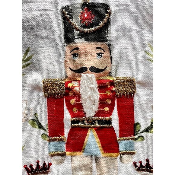 NUTCRACKER CHRISTMAS Dish Kitchen Towel Set 2 Red Jacket Embroidered Swans NICE - Picture 3 of 10